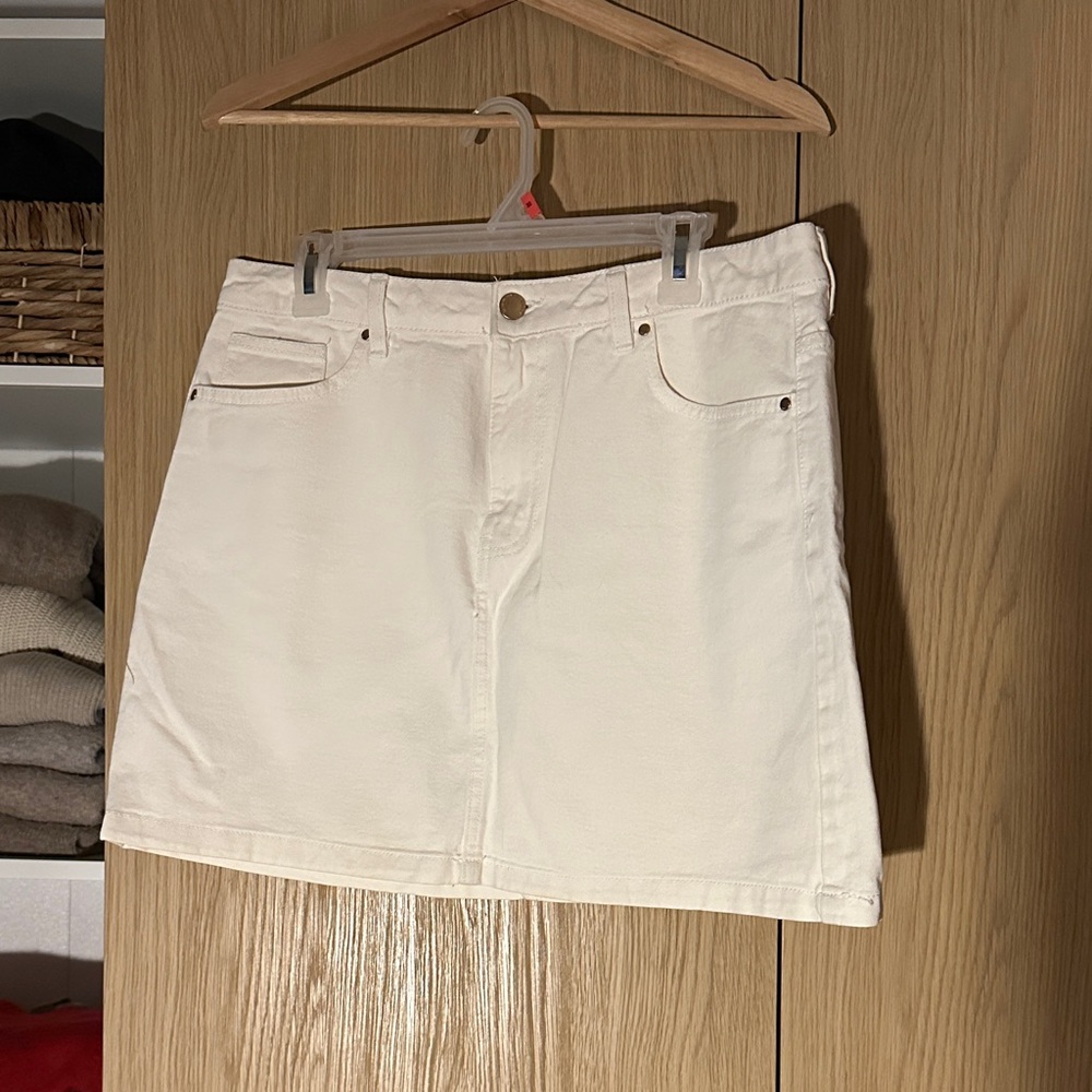 White Denim Mini Skirt